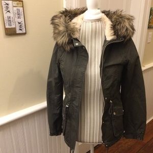 Parka with Faux Fur Lined Hood